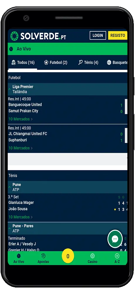 Aplicação móvel do casino disponível para iOS e Android