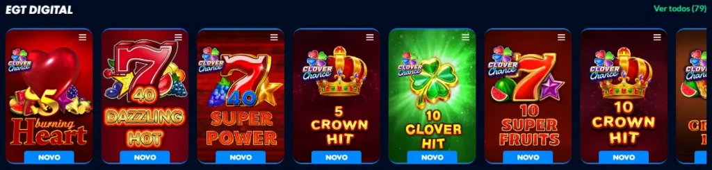 Biblioteca de jogos de mesa, slots e casino ao vivo